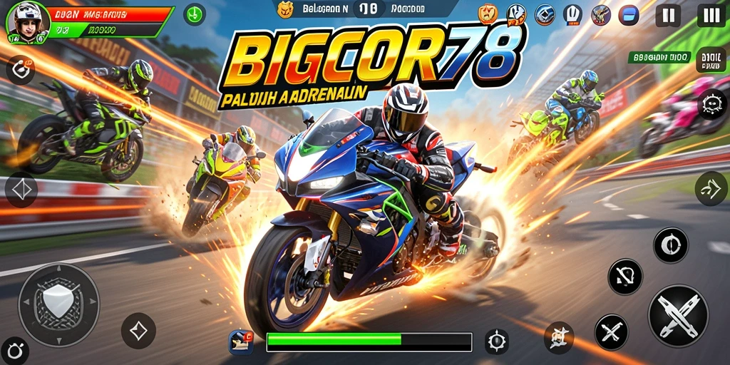 Screenshot menunjukkan aksi balapan motor yang seru dan menegangkan.