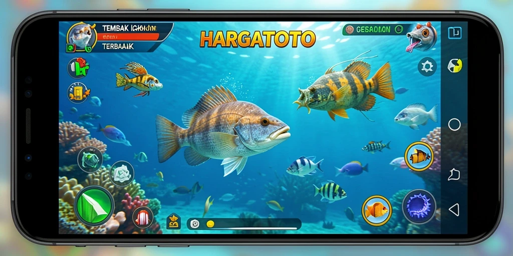 Screenshot gameplay HARGATOTO menampilkan aksi Tembak Ikan yang seru dan menegangkan.