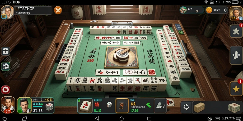 Tampilan gameplay seru dari LETSTHOR yang menampilkan aksi Mahjong mendebarkan.
