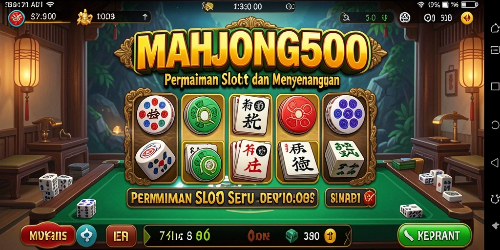 Tampilan gameplay seru dari MAHJONG500 dengan kombinasi warna dan efek menarik.