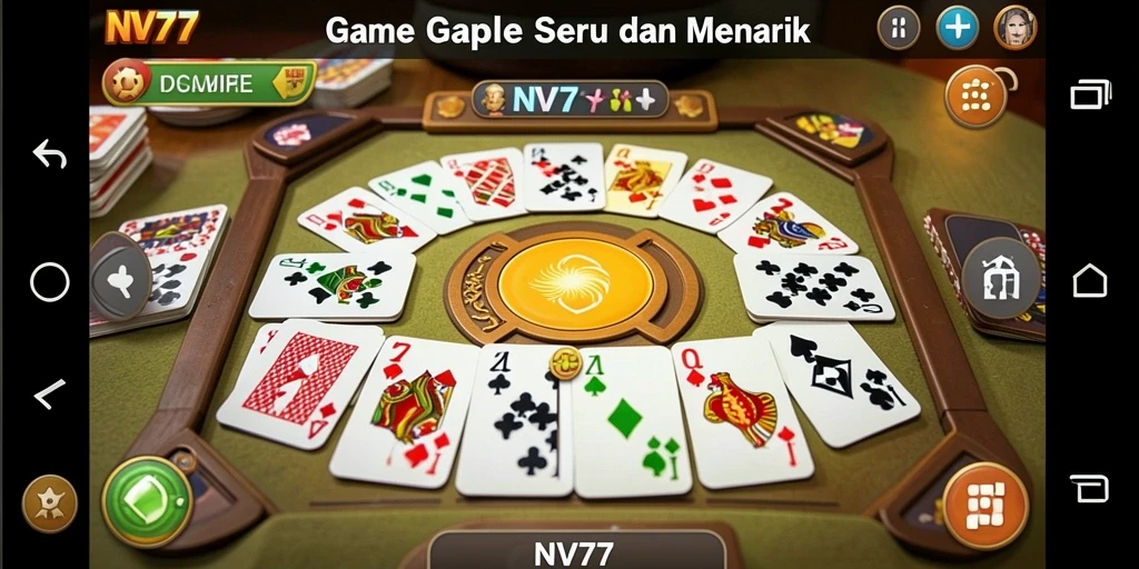 Screenshot gameplay Gaple NV77 menunjukkan keseruan saat bermain dengan teman.