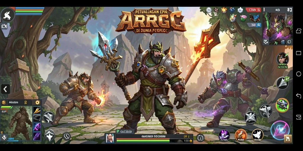 Screenshot OCE69 menampilkan aksi perang epik dalam gameplay ARPG.