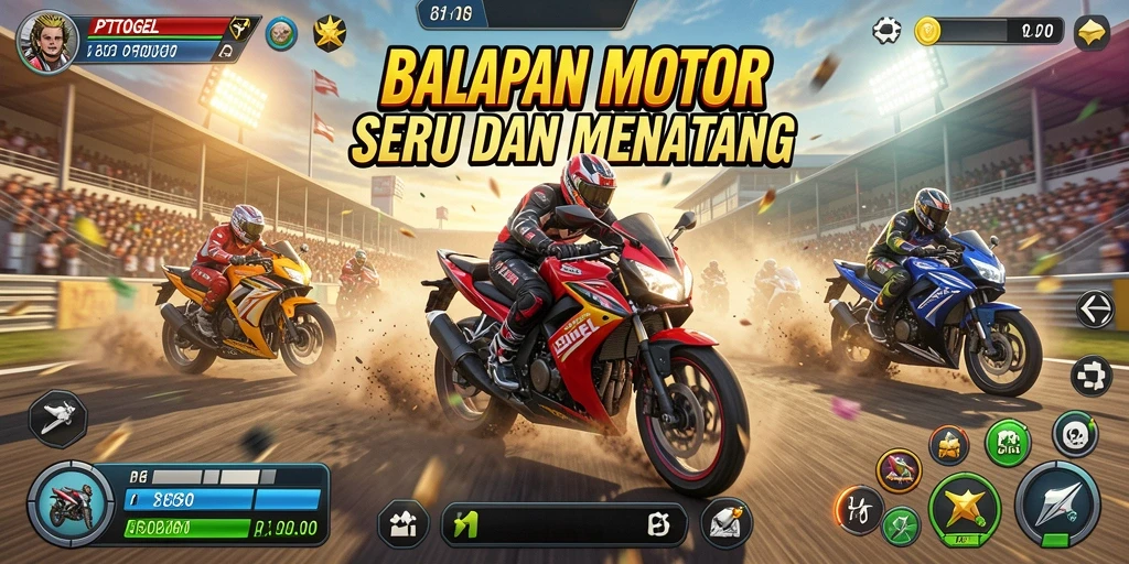 Tampilan seru gameplay balapan motor PTTOGEL.