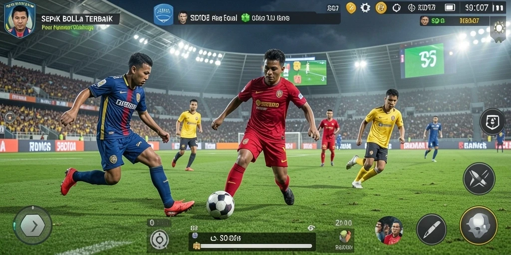 Tampilan gameplay <strong>SD107</strong> yang menampilkan aksi sepak bola seru.
