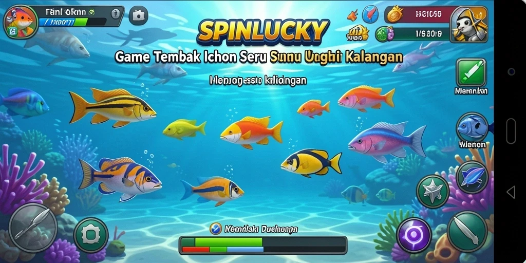 Tampilan menarik saat gameplay Tembak Ikan di SPINLUCKY.
