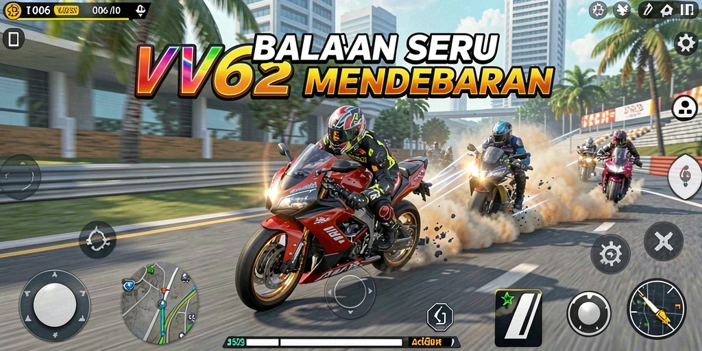 Gameplay seru balapan motor dengan grafik yang memukau.